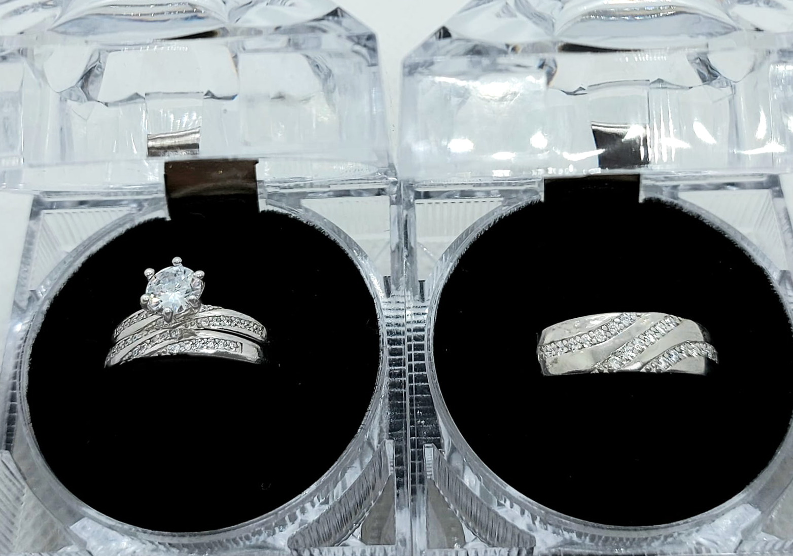 Silver His and Hers Wedding Set